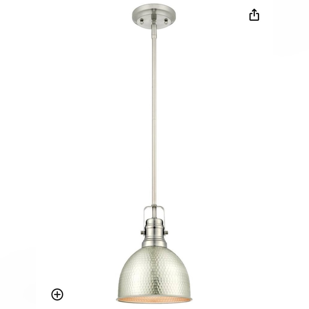Westinghouse One-Light Mini Pendant, Hammered Brushed Nickel
